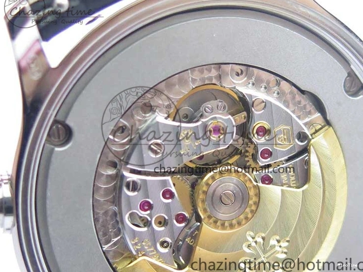 MIROTIME 0120 Practical Calatrava 5524 Pilot Travel Time SS GRF Blue Dial on Black Leather Strap A324 V 7107